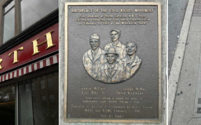 Monday’s Monument: Woolworth’s Sit-down Plaque & Footsteps, Greensboro, North Carolina